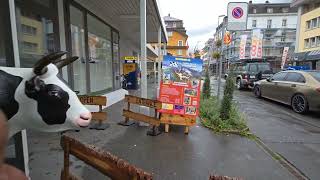 walk through switzerland interlaken touristhotspot on a rainy day in autumn fall rainterlaken winte [upl. by Narhet]