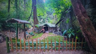 Full Video 150 hours Solo Bushcaft Build shelter in the roots of a giant tree like in a fairy tale [upl. by Nyrb364]