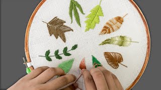 How to embroider leaves 10 ways  Easiest leaf stitch tutorial [upl. by Wan952]