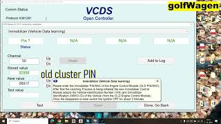 VCDS VW Instrument cluster swap [upl. by Enelie]