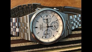 Seiko Chronograph 7A387289 unboxing 15 jewel Quartz 007 Roger Moore watch [upl. by Paolina]