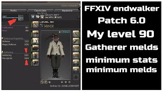 FFXIV endwalker patch 60 my level 90 white gear Gatherer melds minimum stats required [upl. by Burton]