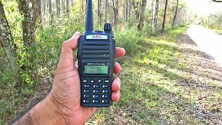 BTECH GMRS V2 2 WAY GMRS RADIO TESTED IN FOREST  WOODED AREA [upl. by Ellak387]