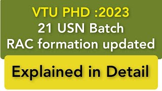 VTU Phd23 Registered21 USNRAC formation updatedexplained in detail [upl. by Gerladina]