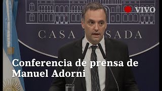 EN VIVO  Conferencia de prensa del vocero presidencial Manuel Adorni [upl. by Yemarej]