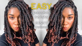 EASY PASSION SPRING TWISTS  NO Crochet NO Rubber Band  Kinky Twist Method For Beginners [upl. by Blakeley160]