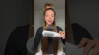 Let’s straighten my HUGE curly hair with my new hair tool curlyhair hairtutorial hair [upl. by Panter]