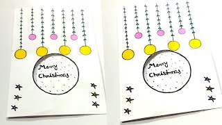 Diy Merry Christmas greetingwhite paper Christmas card making [upl. by Jacintha]