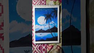 Easy moonlight painting for beginners poster colors art satisfying viral painting nature [upl. by Mraz]