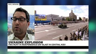 Ukraine Explosion Two hurt in Independence Day blast [upl. by Llekcm833]