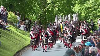 The 2022 Atholl Highlanders Parade led by Pipe Band outside Blair Castle in Perthshire Scotland [upl. by Yearwood]