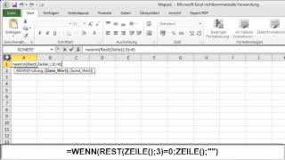 Excel 2010 Zeilen in 3erSchritten nummerieren [upl. by Annwahsal]