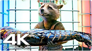 Rocket Gets Buckys Vibranium Arm 2022 4K Scene  Guardians Of The Galaxy 3 Holiday Movie Clip [upl. by Lynelle469]