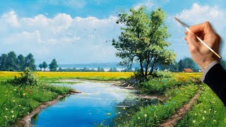 👍 Acrylic Painting  Spring Landscape  Easy Art  Drawing Lessons  Satisfying Relaxing  Акрил [upl. by Ziguard304]