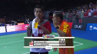 FinalBadminton Singapore Open 2014 Simon Santoso vs Lee Chong Wei HD [upl. by Bowlds]