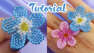 3D Flower Ring  Seed Beads Jewelry Tutorial [upl. by Hailat77]