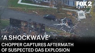 EXPLOSION AFTERMATH Blast destroys Michigan home leaves trail of damage [upl. by Ardnued]