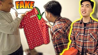 FAKE 10000 SUPREME LOUIS VUITTON PRANK ON CLOUT GANG RICEGUM GETS MAD [upl. by Enoval]