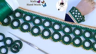 Beautiful Crochet Ring Lace Border For Dress Dupatta🥻👌Haw To Crochet Lace Edging  Qureshia Design [upl. by Attecnoc]