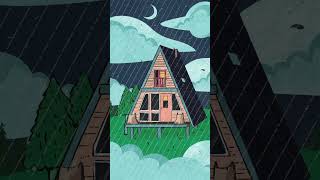 Rainy summer night in the forest forestcozyambienceprocreateartanimationcabinrainsummer [upl. by Sidras]