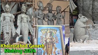 Khairatabad Ganesh Padalu Making 2024  70 Feet Matti Ganapathi in Khairatabad  Hyderabad [upl. by Toffic548]