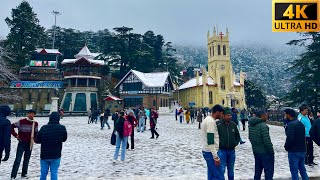 Snowfall at shimla first time in 2024  Walking at shimla mall road during snowfall [upl. by Amimej48]