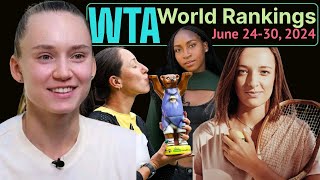 WTA Rankings This Week 2430 June 2024 World Top 10 Female Tennis Players Pegula wins Berlin Open [upl. by Chae]