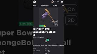 Limited UGC Item  How To Get Super Bowl LVIII SpongeBob Football Net ROBLOX 2024 DeanOfficial YT [upl. by Marsland]