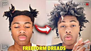 I WAITED 5 MONTHS TO TAKE THE RUBBER BANDS OUT MY FREEFORM DREADS CRAZY GROWTH [upl. by Adalia]