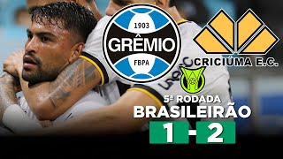 GRÊMIO PERDE PARA O CRICIÚMA EM PARTIDA ATRASADA DO BRASILEIRÃO GRÊMIO 1 x 2 CRICIÚMA  Narração [upl. by Devonna]