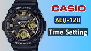 How to set time Casio AEQ120 5679 [upl. by Aiyotal]