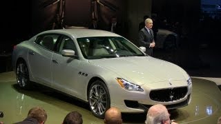 Watch the 2014 Maserati Quattroporte Debut at the Detroit Auto Show [upl. by Aelahc]