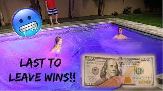 LAST TO LEAVE FREEZING POOL GETS 100 DOLLARS [upl. by Ekud771]