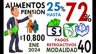 EXPLICANDO AUMENTOS DE PENSIÓN IMSS e ISSSTE 2024 cálculo retroactivo Modalidad 40 [upl. by Kassaraba]