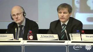 EUs Ciolos on CAP Higher payments for those in less favorable regions [upl. by Norse]