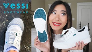 VESSI WEEKEND Footwear Review amp Try On WATERPROOF shoes in WHITE [upl. by Noyes]