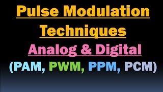 Pulse Modulation Techniques PAM PWM PPM PCM Pulse Amplitude Pulse Width Pulse Position Code [upl. by Hendon]