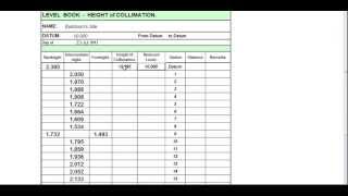 Taking Levels  Height of Collimation Level book [upl. by Summons552]