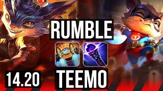 RUMBLE vs TEEMO TOP  500 games 426  KR Grandmaster  1420 [upl. by Ahseim]