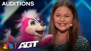 12yearold ventriloquist Brynn Cummings follows in Darci Lynnes footsteps  Auditions  AGT 2023 [upl. by Anatol]