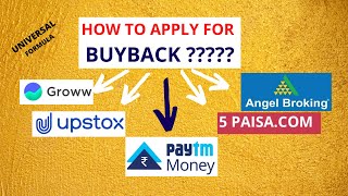 HOW TO APPLY FOR TCS BUYBACK IN PAYTM MONEY GROWW APP UPSTOX ANGEL PART12 [upl. by Ellenwad]