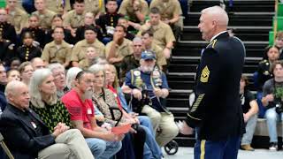 Finding the oldest veteran at the 40th Veterans Day Ceremony at West Iredell High School [upl. by Nomolos]