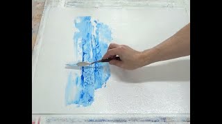 Pintando un CUADRO ABSTRACTO con ACRÍLICOS y ESPÁTULA muy fácil  creando formas  25 [upl. by Aisanahta]