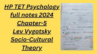 HP TET Psychology Notes 2024  Lev Vygotsky Sociocultural Development Theory [upl. by Mcnamara]