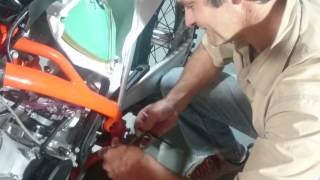 How to install footpegs Springs Como instalar pedalines moto KTM [upl. by Adnarram]