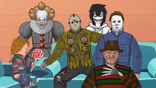 Halloween with Jason Voorhees Michael Myers Freddy Krueger Pennywise Chucky Texas Chainsaw [upl. by Omor]