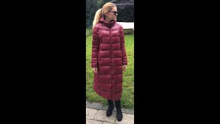 Dark red down puffy coat [upl. by Llednahc]