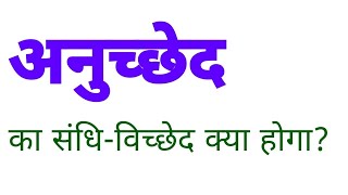 अनुच्छेद का संधि विच्छेद क्या होगा  anuched ka sandhi vichchhed kya hoga  sandhi vichchhed [upl. by Ynnatirb85]