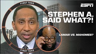 Stephen A SHOCKS Swagu for choosing Lamar Jackson OVER Patrick Mahomes 👀  First Take [upl. by Telocin516]