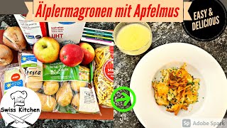 Älplermagronen mit Apfelmus  Swiss Alps Macarones with mashed Apples  Winter Food [upl. by Dougie]